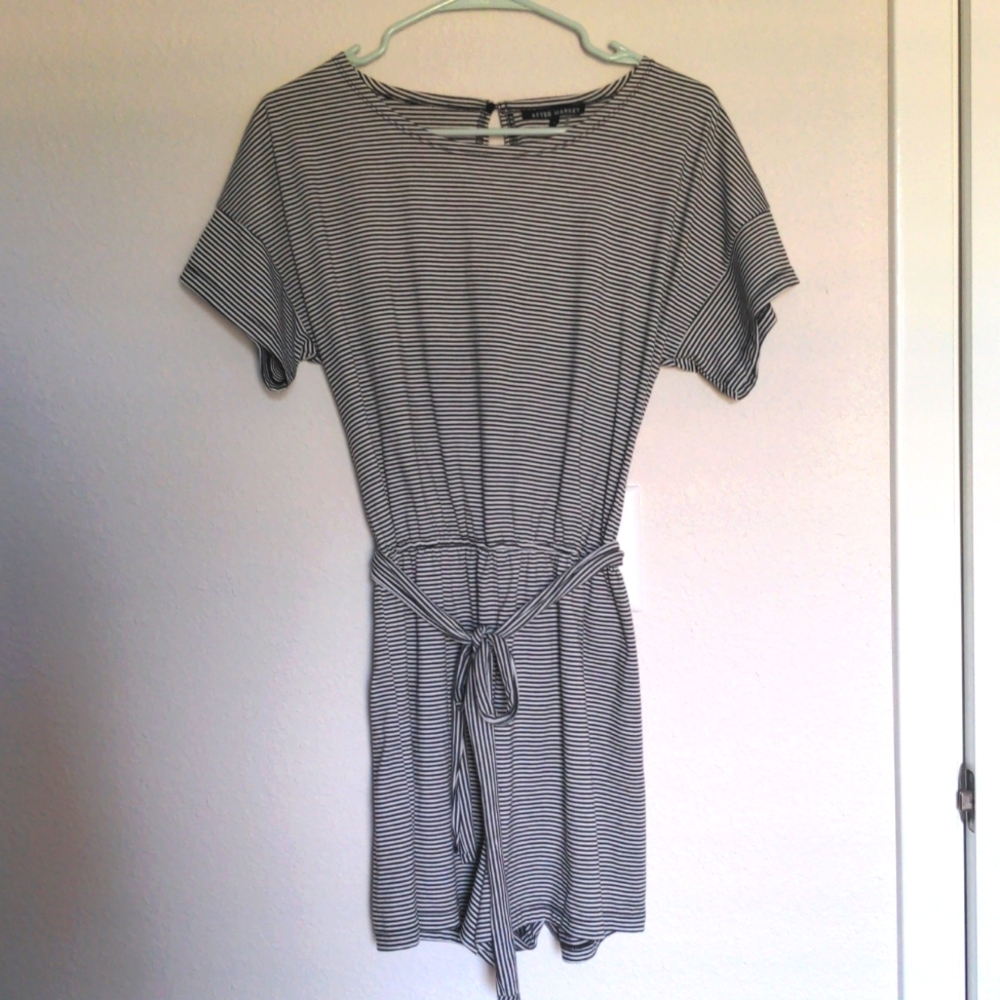 After Market Striped Short Romper Bodysuit Small